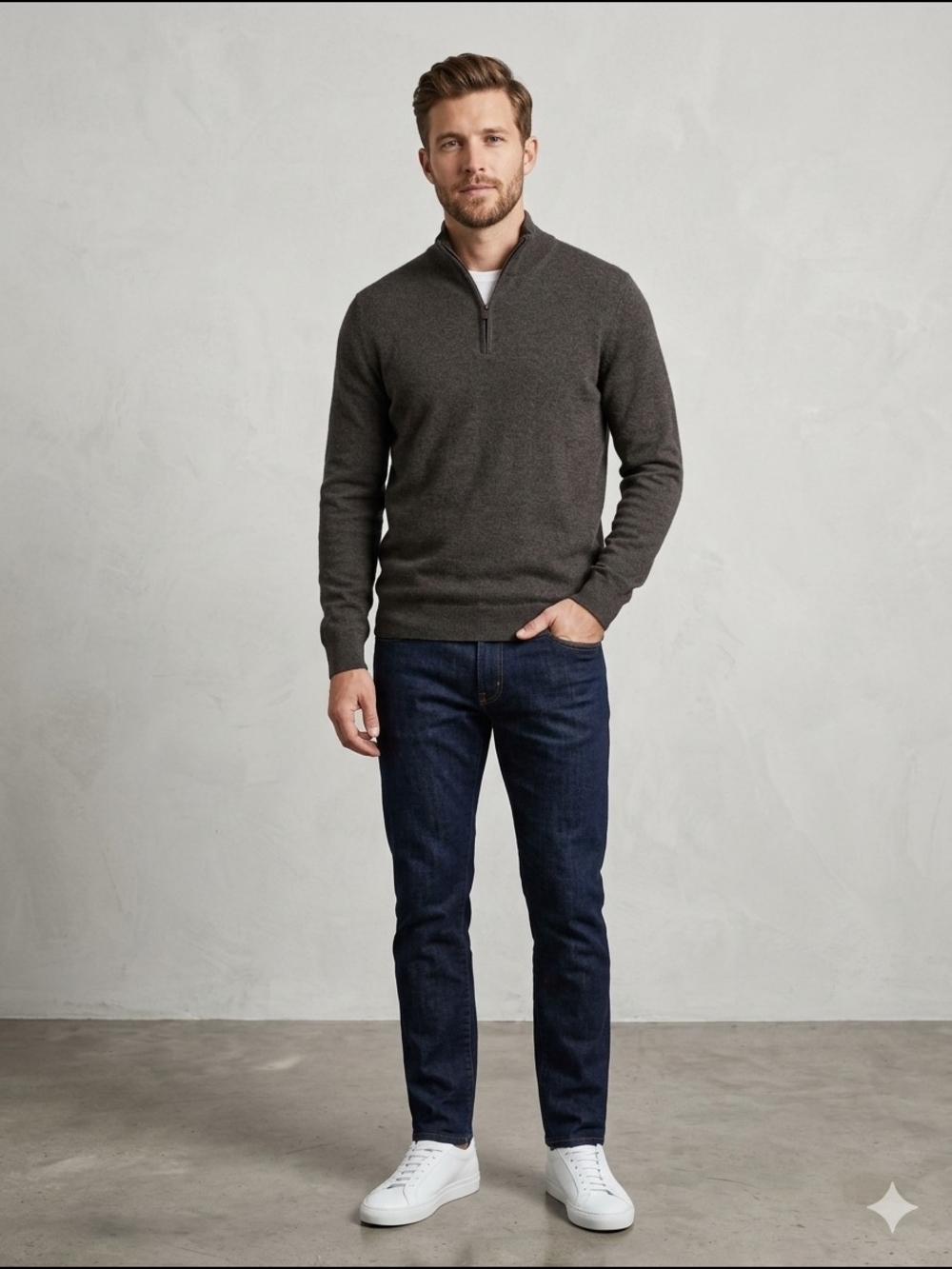 Mark Law 100% Extrafine Merino Wool 1/4 Zip